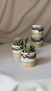 Niebieska osłonka ceramiczna z piegami i brązowym spływem