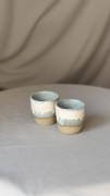 Garncarska doniczka handmade niebiesko-biała