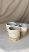 Doniczka garncarska niebieska beżowa handmade