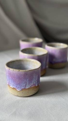 Garncarska doniczka handmade lawendowa pastelowa