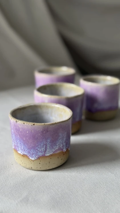 Garncarska doniczka handmade lawendowa pastelowa